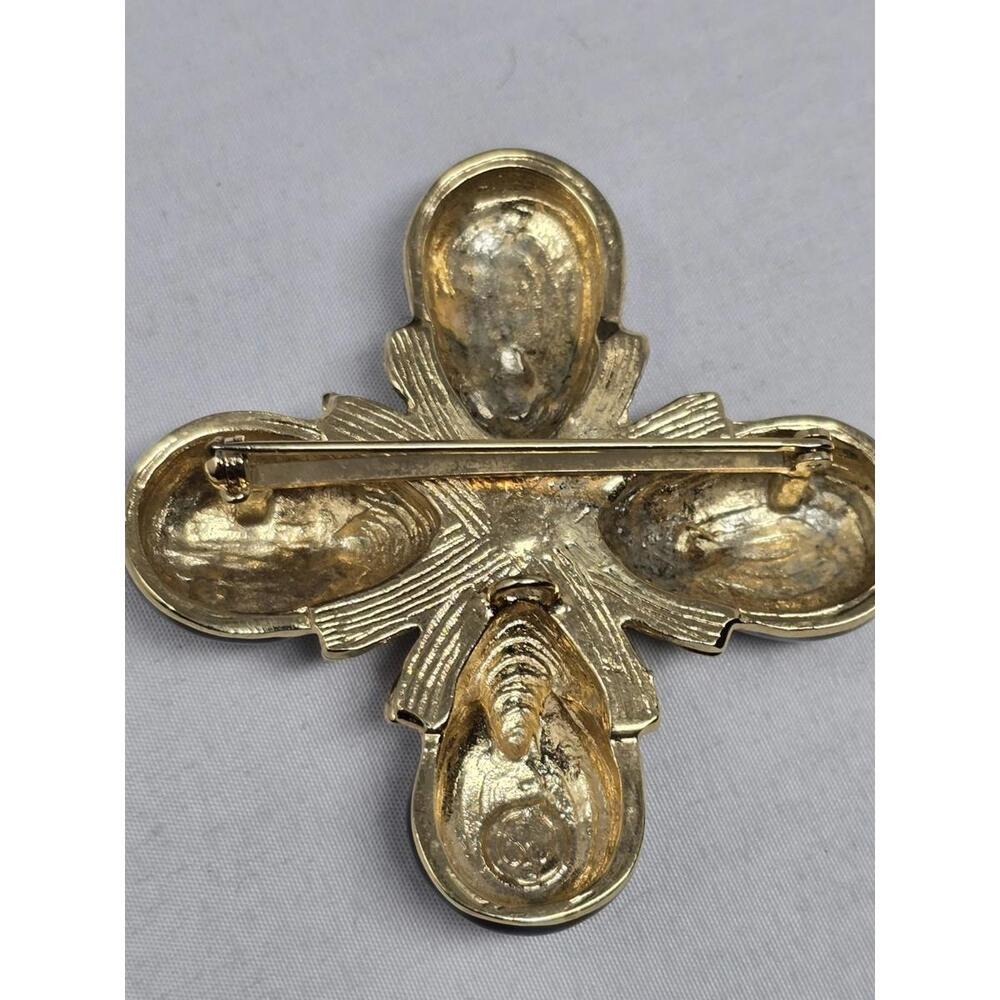 Vtg St John Couture Enamel Maltese Cross Brooch Pin - Mint - Picture 3 of 6